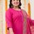 Plus Size Pink Embroidered Straight Kurta Trousers With Dupatta Set