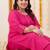 Plus Size Pink Embroidered Straight Kurta Trousers With Dupatta Set