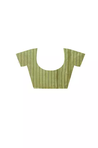 green crepe saree with desighner varanasi ghat theme zari border