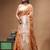 coral crepe saree with desighner varanasi ghat theme zari border