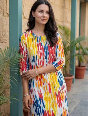Women Printed Regular Pure Cotton Kurta with Trousers 3