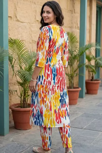 Women Printed Regular Pure Cotton Kurta with Trousers