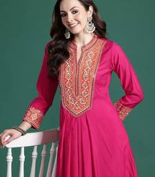 Women Ethnic Motifs Embroidered Pleated Mirror Work Kurta with Trousers