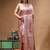 blush pink mashru silk blend saree with silver zari weaving & woven border