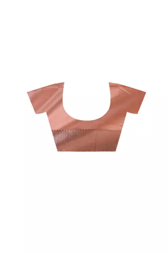 blush pink mashru silk blend saree with silver zari weaving & woven border