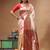 Beige katan silk saree with red & golden zari woven motifs border