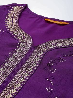 Floral Embroidered Sequinned Kurta With Trousers & Dupatta 2