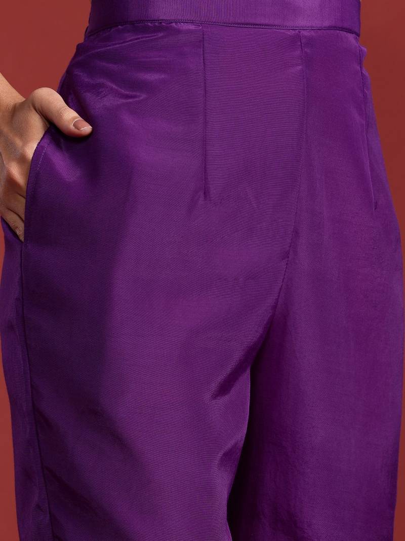 Floral Embroidered Sequinned Kurta With Trousers & Dupatta