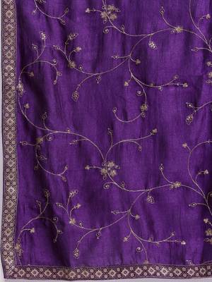Floral Embroidered Sequinned Kurta With Trousers & Dupatta 4