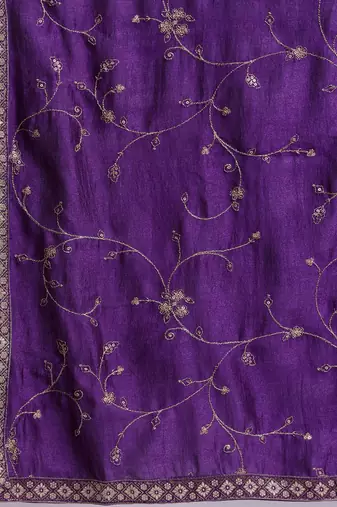 Floral Embroidered Sequinned Kurta With Trousers & Dupatta