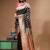 Black katan silk saree with golden zari woven border & buti design