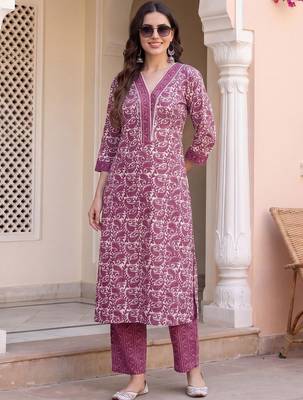 Women Ethnic Motifs Printed Regular Pure Cotton Kurta with Trousers 3