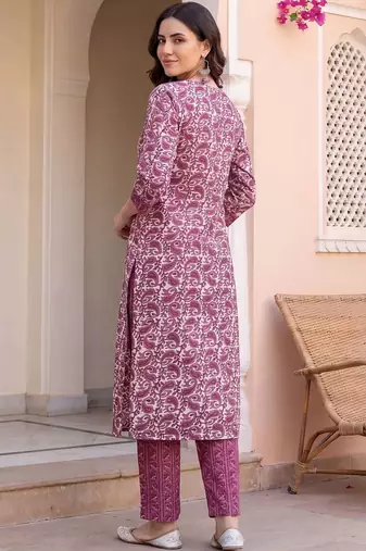 Women Ethnic Motifs Printed Regular Pure Cotton Kurta with Trousers