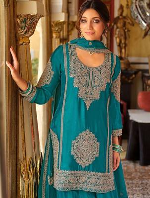 Women Ethnic Motifs Embroidered Mirror Work Kurta with Palazzos & Dupatta 2