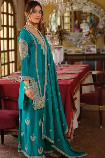 Women Ethnic Motifs Embroidered Mirror Work Kurta with Palazzos & Dupatta