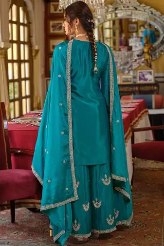 Women Ethnic Motifs Embroidered Mirror Work Kurta with Palazzos & Dupatta
