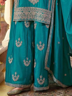 Women Ethnic Motifs Embroidered Mirror Work Kurta with Palazzos & Dupatta 7