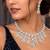 Cubic Zirconia Bridal Necklace Earrings Set, Silver Crystal Statement Jewelry