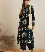 Green Floral Printed Stones & Beads Shirt Collar Straight Kurta with Salwar