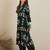 Green Floral Printed Stones & Beads Shirt Collar Straight Kurta with Salwar
