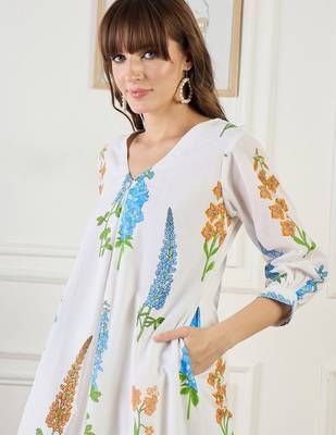 Floral Printed A-Line Pure Cotton Kurta With Trouser 3