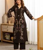 Women Floral Embroidered Regular Thread Work Pure Cotton Kurta with Trousers