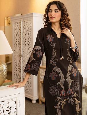 Women Floral Embroidered Regular Thread Work Pure Cotton Kurta with Trousers 3