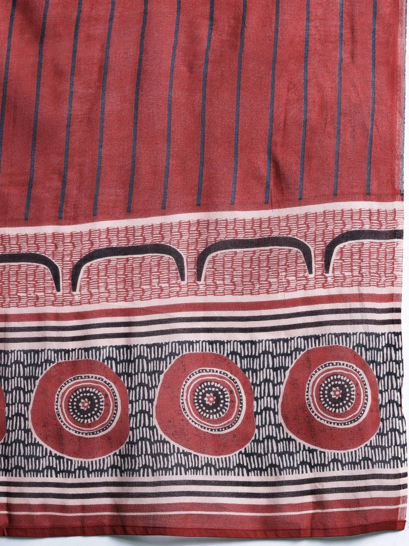 Geometric Printed Pure Cotton Kurta with Trousers & Dupatta