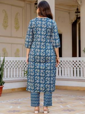 Women Ethnic Motifs Printed Regular Pure Cotton Kurta with Trousers & With Dupatta 3