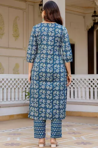 Women Ethnic Motifs Printed Regular Pure Cotton Kurta with Trousers & With Dupatta