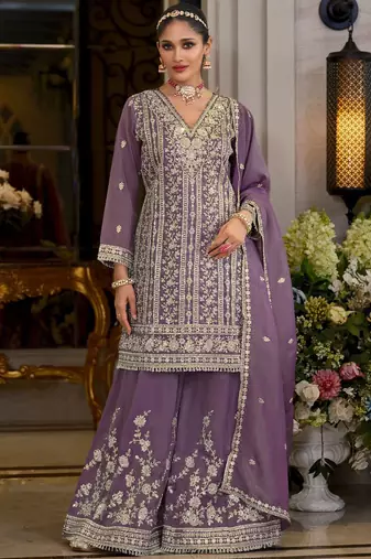 Women Ethnic Motifs Embroidered Kurta with Sharara & Dupatta