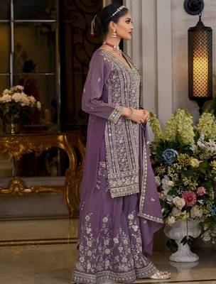 Women Ethnic Motifs Embroidered Kurta with Sharara & Dupatta 3