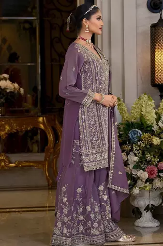 Women Ethnic Motifs Embroidered Kurta with Sharara & Dupatta