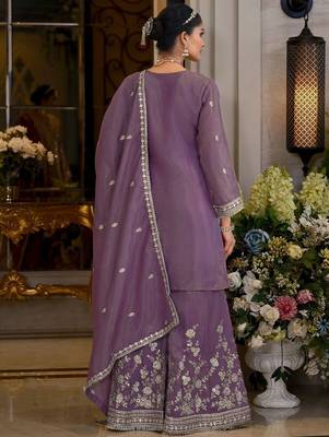 Women Ethnic Motifs Embroidered Kurta with Sharara & Dupatta 4
