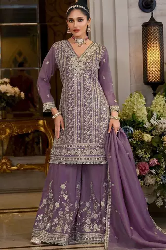 Women Ethnic Motifs Embroidered Kurta with Sharara & Dupatta