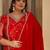 Plus Size Red Embroidered Straight Kurta Trousers With Dupatta Set