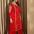 Plus Size Red Embroidered Straight Kurta Trousers With Dupatta Set