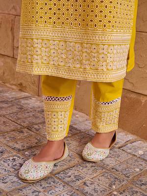 Women Ethnic Motifs Embroidered Pure Cotton Kurta with Trouser & Dupatta 7