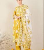 Women Floral Printed Pure Cotton Kurta with Trousers & Dupatta
