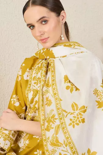 Women Floral Printed Pure Cotton Kurta with Trousers & Dupatta