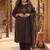 Plus Size Black Printed Straight Kurta Trousers With Dupatta Set