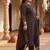 Plus Size Black Printed Straight Kurta Trousers With Dupatta Set