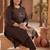 Plus Size Black Printed Straight Kurta Trousers With Dupatta Set