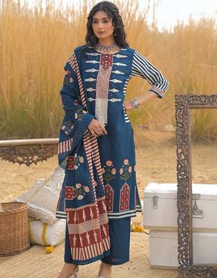 Women Ethnic Motifs Printed Regular Mirror Work Pure Cotton Kurta with Trousers & With Dupatta 5
