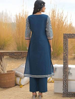 Women Ethnic Motifs Printed Regular Mirror Work Pure Cotton Kurta with Trousers & With Dupatta 7