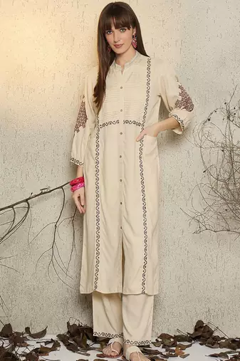 Women Ethnic Motifs Embroidered Regular Mirror Work Kurta with Palazzos