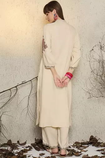 Women Ethnic Motifs Embroidered Regular Mirror Work Kurta with Palazzos