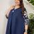 Plus Size Embroidered Pleated Thread Work Pure Cotton Kurta with Trousers