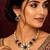 kundan wine color mehendi polish necklace set with earrings and maang tikka for bridal wedding jewelry