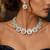 Silver CZ Statement Necklace Set, Round Floral Disc, Matching Drop Earrings, Bridal Party Jewelry